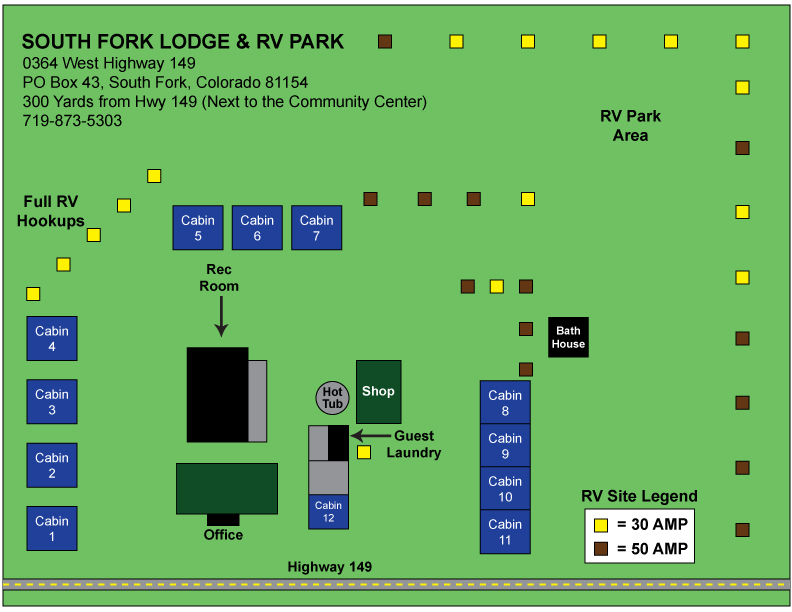 South Fork Lodge & RV Park Map